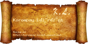 Korompay Lóránt névjegykártya